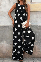 Hazel Blues® | Sleeveless Polka Dot Top and Pants Set