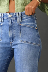 Hazel Blues® | Dusk Blue Loose Straight Leg Cropped High Waist Jeans