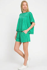 Hazel Blues® | Zenana Acid Washed Oversized Top & Shorts Set