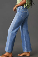 Hazel Blues® | Dusk Blue Loose Straight Leg Cropped High Waist Jeans