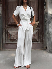 Hazel Blues® | Wrap Top & Wide Leg Pants Set