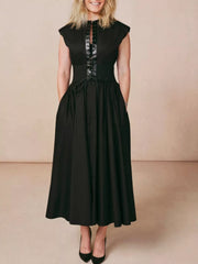 Hazel Blues® | Lace-Up Corset Sleeveless Midi Dress