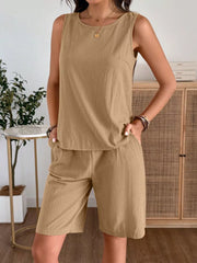 Hazel Blues® | Round Neck Tank and Shorts Set