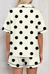 Hazel Blues® | Polka Dot Button Up Top and Shorts Lounge Set
