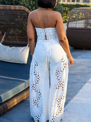 Hazel Blues® | Cutout Tube Top and Wide Leg Pants Set