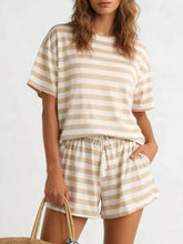 Hazel Blues® | Striped Short Sleeve Tee and Drawstring Shorts Set