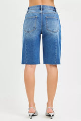 Hazel Blues® | RISEN Raw Hem Slouchy Seamed Jorts