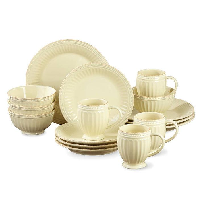 French Perle Groove Butter 16-Piece Dinnerware Set
