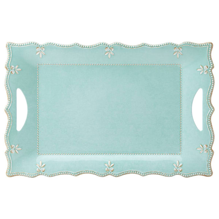 French Perle Melamine Aqua Rectangular Platter