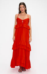 Freya Maxi Dress ~ Rouge Red Voile