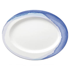 Indigo Watercolor Stripe™ 16" Oval Platter