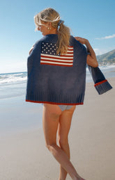 Fireside Sweater ~ American Flag Navy Knit