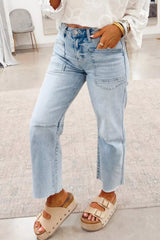 Hazel Blues® |  Light Wash Utility Pocket Straight Leg Jeans