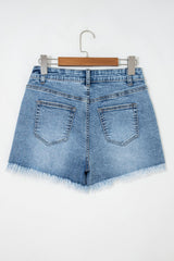 Hazel Blues® |  Dusk Blue Western Embroidery Stud Denim Shorts Summer Daily Wear