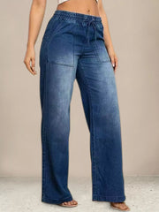 Hazel Blues® |  Drawstring Waist Wide Leg Jeans
