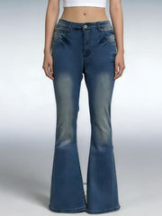 Hazel Blues® | Vintage Wash High-Waisted Flare Jeans