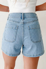 Hazel Blues® |  High Rise Patch Pocket Denim Shorts