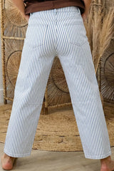 Hazel Blues® |  Striped Barrel Leg Jeans