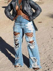 Hazel Blues® | Distressed Wide Leg Jeans