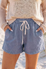 Hazel Blues® |  Striped Drawstring Denim Shorts