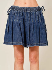 Hazel Blues® |  Pleated Elastic Waist Denim Shorts