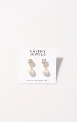 Faithy Jewels Kara Drop Earrings ~ Pearl/CZ