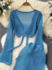 Hazel Blues® |  Knitted Crop Top and Slit Skirt Set