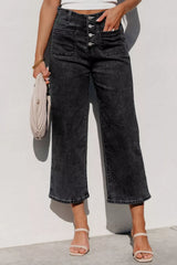 Hazel Blues® |  High-Waisted Button-Fly Wide-Leg Jeans