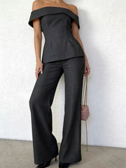 Hazel Blues® |  Off-Shoulder Top and Wide-Leg Pants Set