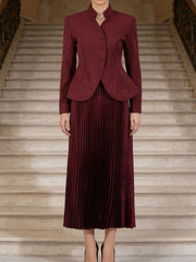 Hazel Blues® |  Button Up Long Sleeve Top and Pleated Skirt Set