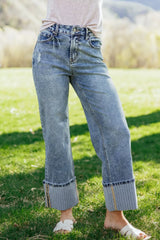 Hazel Blues® |  Cuffed Straight Loose Jeans