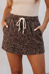 Hazel Blues® |  Wild Side Shorts | Leopard Denim Shorts