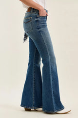 Hazel Blues® |  Judy Blue Mid Rise Jaqueline Flare with Triple Needle Back Pkts and Bandana Loop