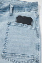 Hazel Blues® |  Beau Blue Frayed Cropped Straight Jeans