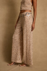 Clear Breeze Champagne Sequin Pants