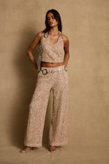 Clear Breeze Champagne Sequin Pants