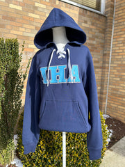 Navy Lace-Up Hoodie