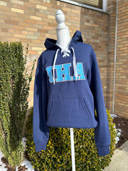 Navy Lace-Up Hoodie