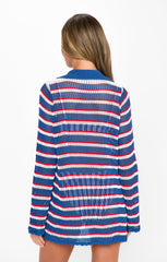 Button Up Coverup ~ Montauk Stripe Crochet
