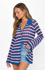 Button Up Coverup ~ Montauk Stripe Crochet
