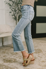 Hazel Blues® |  Mckaylee Mid Rise Kick Flare Jeans with Frayed Hem