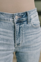 Hazel Blues® |  Mckaylee Mid Rise Kick Flare Jeans with Frayed Hem