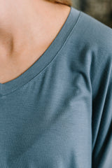 Hazel Blues® |  Ol' Reliable Top and Bottom Lounge Set in Dusty Blue