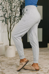 Hazel Blues® |  Sweat It High Waisted Joggers in Heather Grey