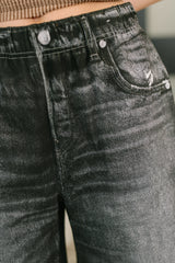 Hazel Blues® |  Zenim Printed High Waisted Shorts in Charcoal