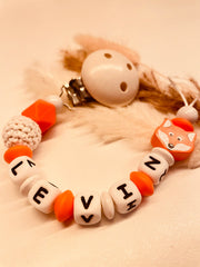 Abverkauf Schnullerkette orange/weiß