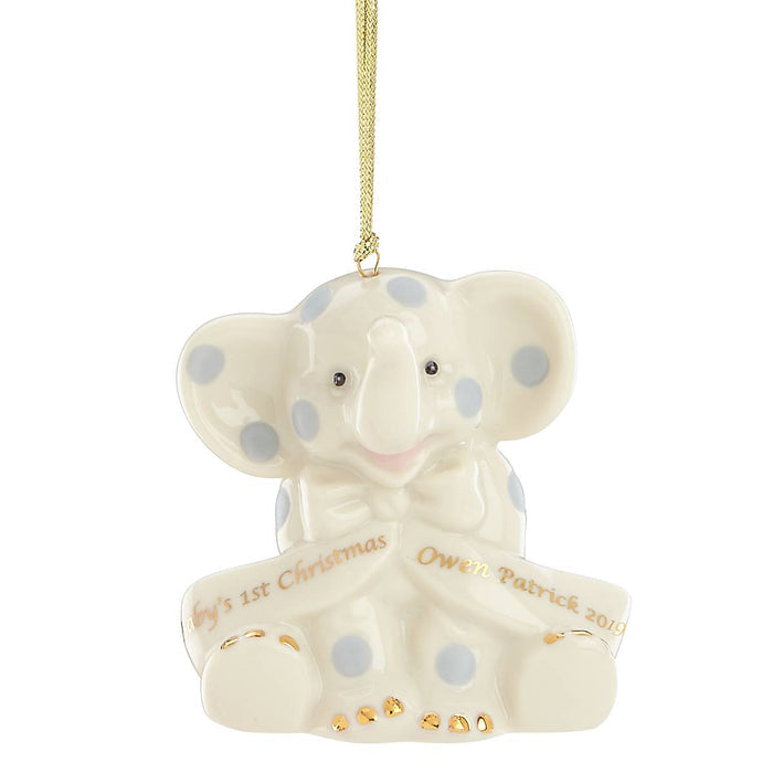 Baby's First Christmas Blue Elephant Ornament