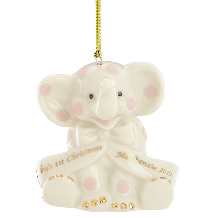 Baby's First Christmas Pink Elephant Ornament