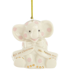 Baby's First Christmas Pink Elephant Ornament
