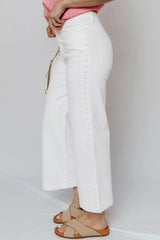 Hazel Blues® |  Pearl Embellished Side Seam Ankle-length Shift Jeans